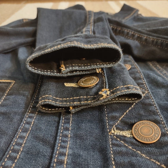 American Eagle Outfitters Jean Jacket In Dark Blue Size XS - Picture 4 of 7